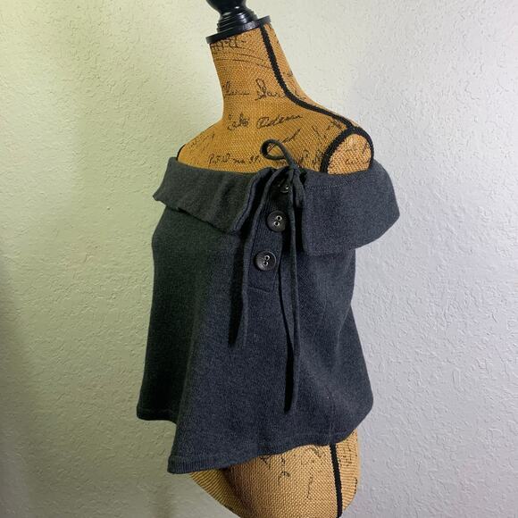 TWIGGY Top Strapless Medium Lamb's Wool Three Button String Tie Detail Ruffle - Picture 4 of 10